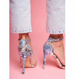 Lu Boo Damen-Sandalen mit hohem Absatz, Blau beige 5