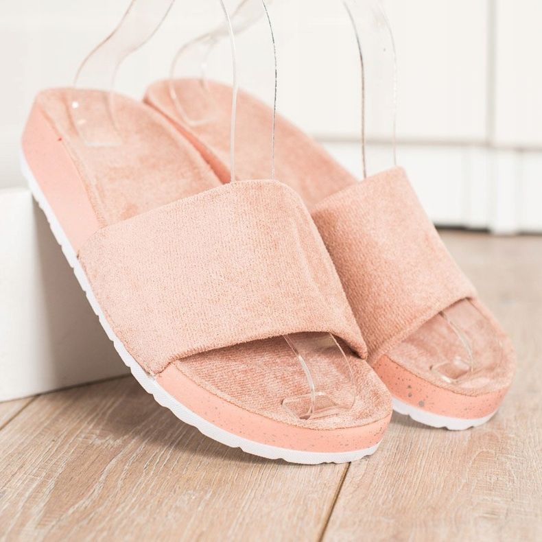 SHELOVET Modische Wildleder Hausschuhe rosa 2