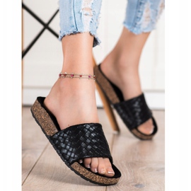 SHELOVET Modische geflochtene Hausschuhe schwarz 2