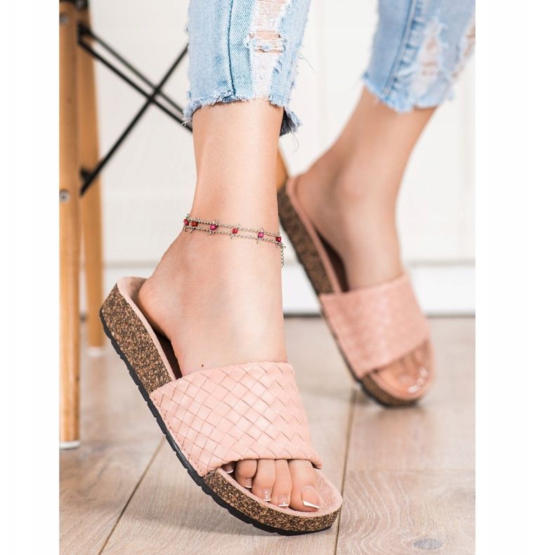 SHELOVET Modische geflochtene Hausschuhe braun 1