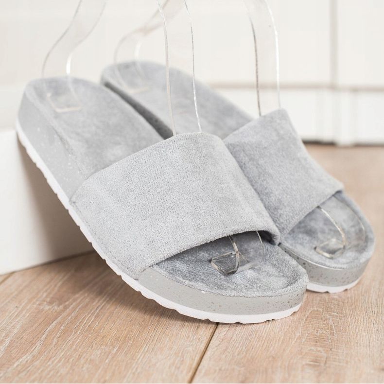 SHELOVET Modische Wildleder Hausschuhe grau 1