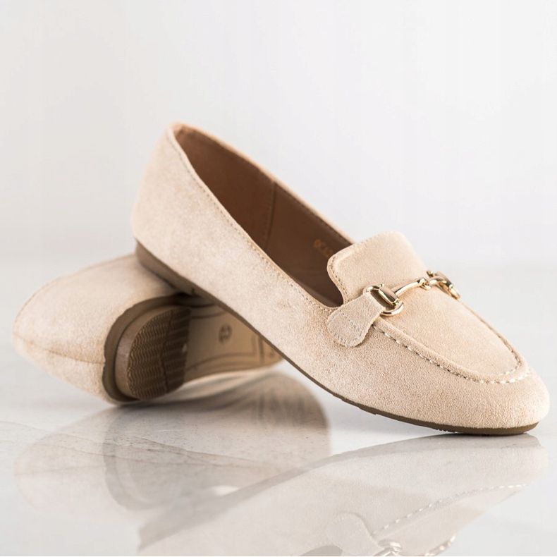 VINCEZA Glitzer Mokassins beige 1