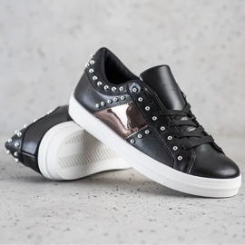 SHELOVET Schwarze Turnschuhe mit Ornamenten 1