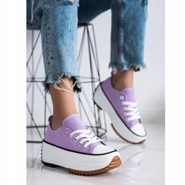 SHELOVET Sneakers auf einer hohen Plattform lila 2