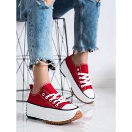 SHELOVET Sneakers auf einer hohen Plattform rot 2