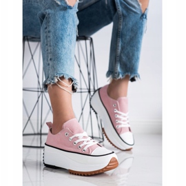 SHELOVET Sneakers auf einer hohen Plattform rosa 2