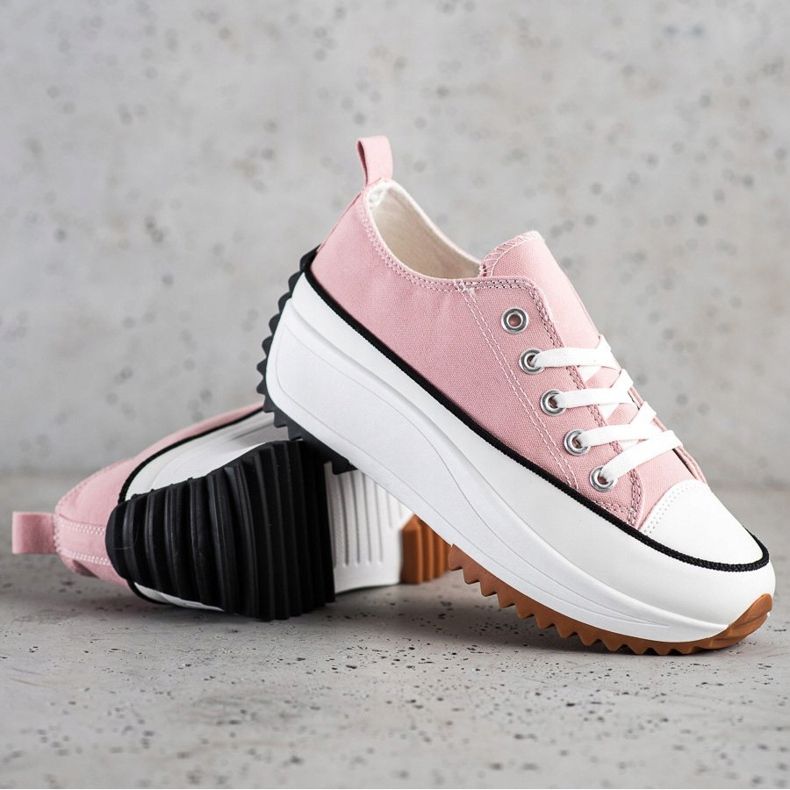 SHELOVET Sneakers auf einer hohen Plattform rosa 1