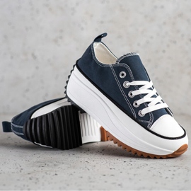 SHELOVET Sneakers auf einer hohen Plattform blau 1