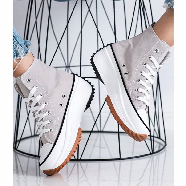 SHELOVET Hohe Sneakers auf der Plattform grau 2