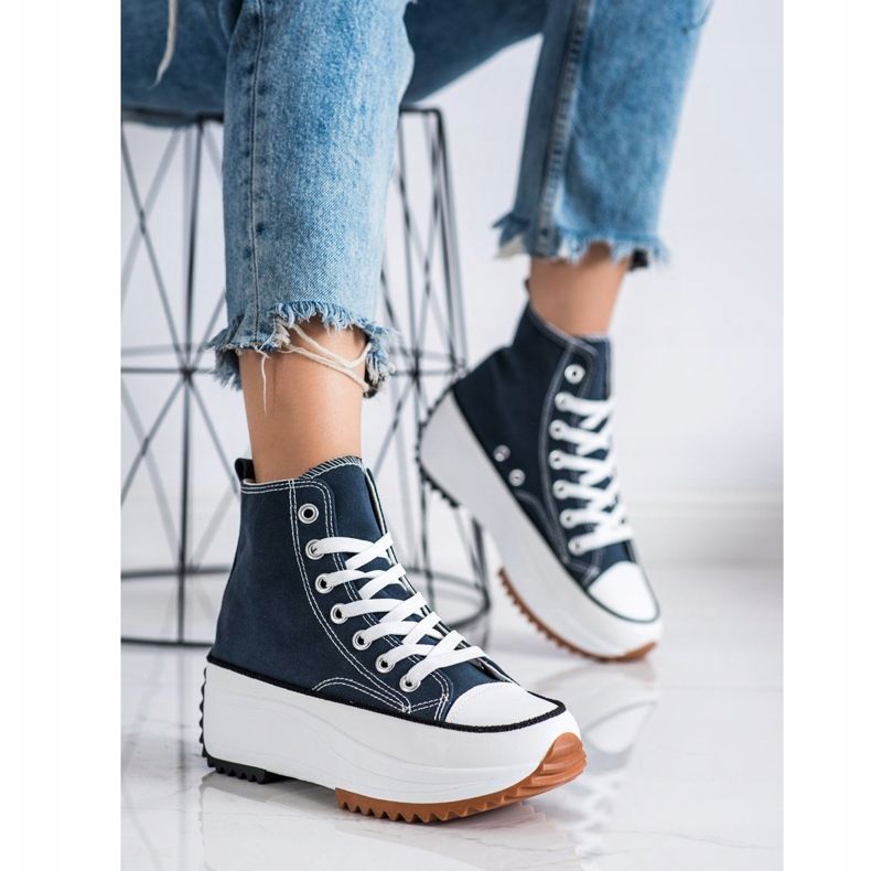 SHELOVET Hohe Sneakers auf der Plattform marineblau 2