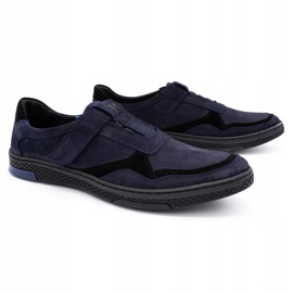 Polbut Herren Freizeitschuhe aus Leder 2102 marineblau schwarz 2