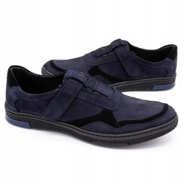 Polbut Herren Freizeitschuhe aus Leder 2102 marineblau schwarz 4