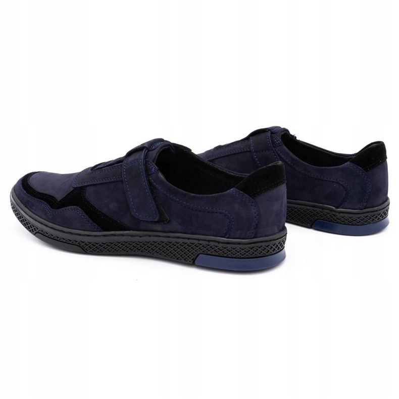 Polbut Herren Freizeitschuhe aus Leder 2102 marineblau schwarz 1