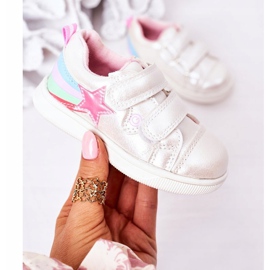 PE1 Kinder-Sportschuhe aus Öko-Leder mit Rainbow White Jasmine weiß mehrfarbig 2