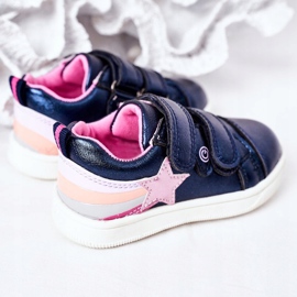 PE1 Sportschuhe aus Öko-Leder für Kinder mit Regenbogen-Marineblau-Jasmin mehrfarbig 1