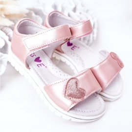 PE1 Sandalen für Kinder mit rosa Herz-Klettverschluss 2