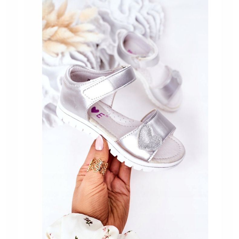 PE1 Kindersandalen mit Klettverschluss Sweetheart Silber 2