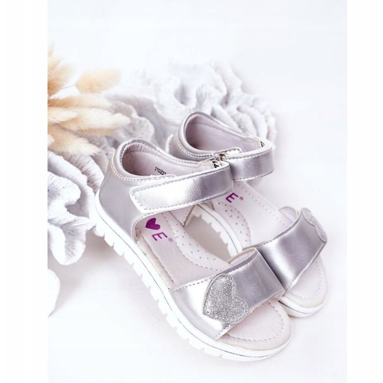 PE1 Kindersandalen mit Klettverschluss Sweetheart Silber 1