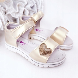 PE1 Sandalen für Kinder mit goldenem Herz-Klettverschluss 2