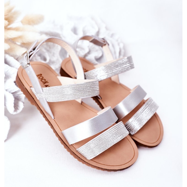 Silberne Natalie Shiny Sandalen für Kinder 2
