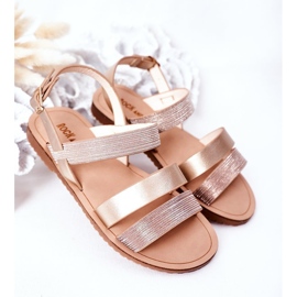 Glänzende Kindersandalen Roségold Natalie golden 2