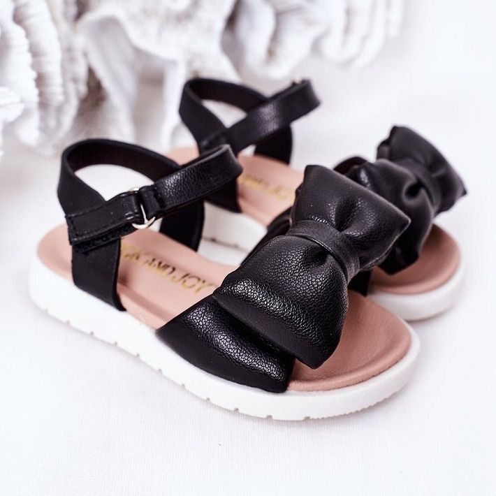 FR1 Kindersandalen mit Schleife Schwarz Abbie 1
