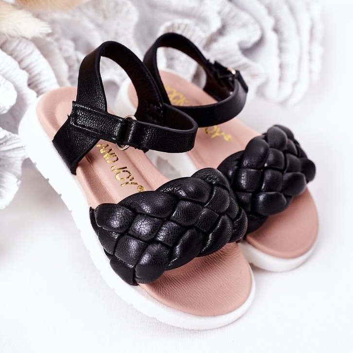 Kindersandalen mit geflochtener schwarzer Adella 2