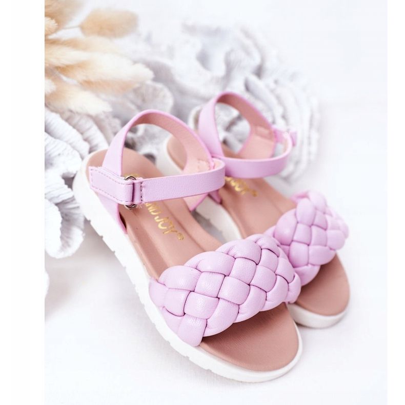 FR1 Sandalen für Kinder mit geflochtener violetter Adella lila 2