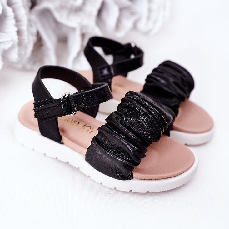 FR1 Schwarze Aimy Sandalen für Kinder mit Klettverschluss 1