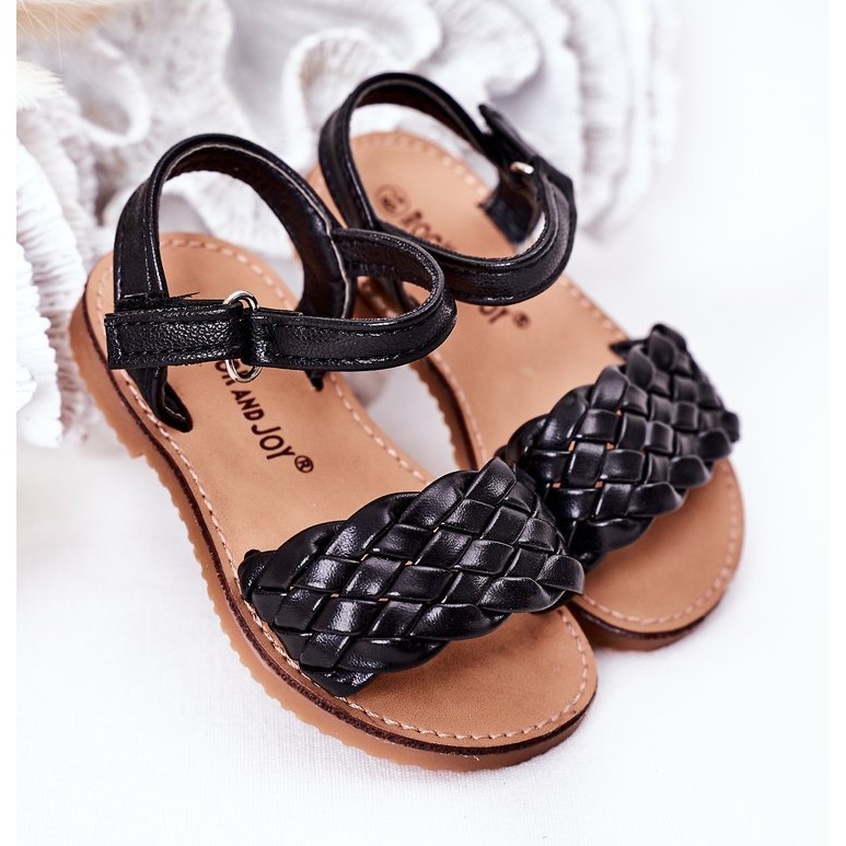 Kindersandalen mit geflochtener schwarzer Bailly 2