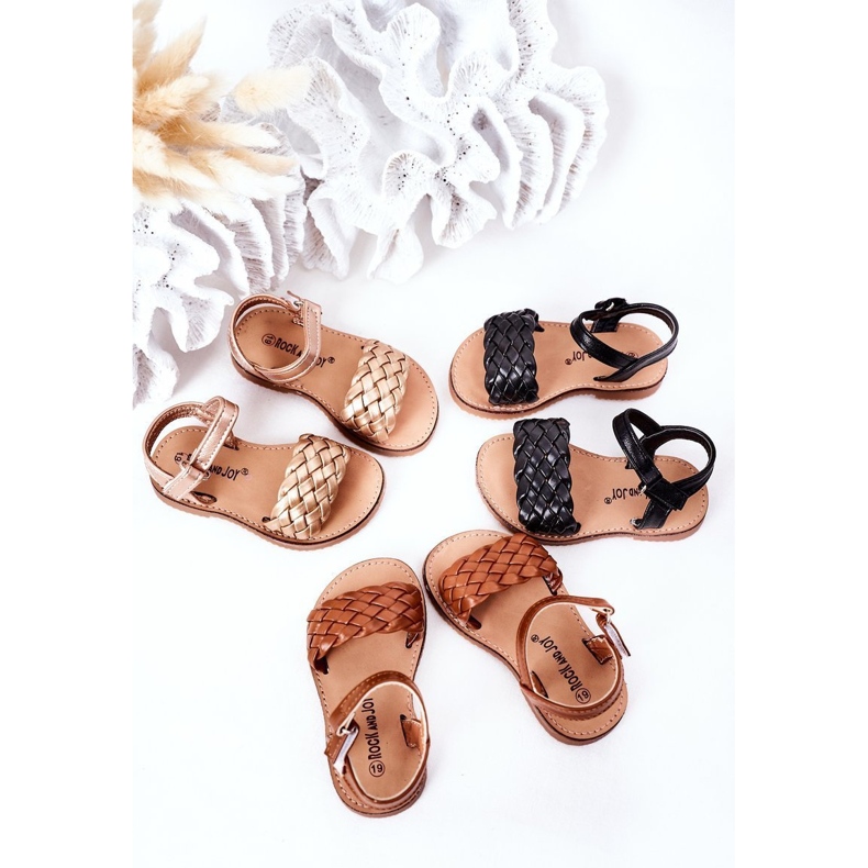 Kindersandalen mit geflochtenem Roségold Bailly golden golden 1