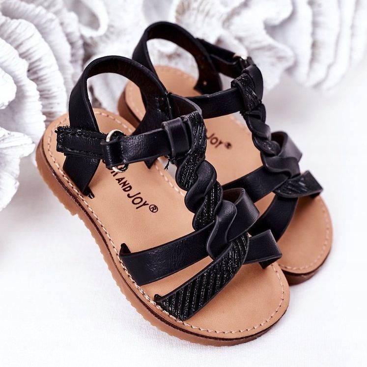 FR1 Kindersandalen mit Brokat Schwarz Batilda 2