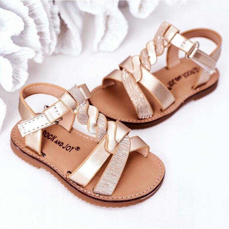 FR1 Kindersandalen mit Brokat Golden Batilda 2