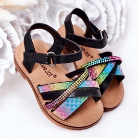 FR1 Kindersandalen mit Pailletten Schwarz Becky mehrfarbig 2