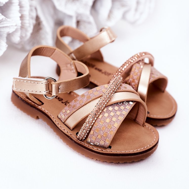 FR1 Kindersandalen mit Pailletten Golden Becky 1