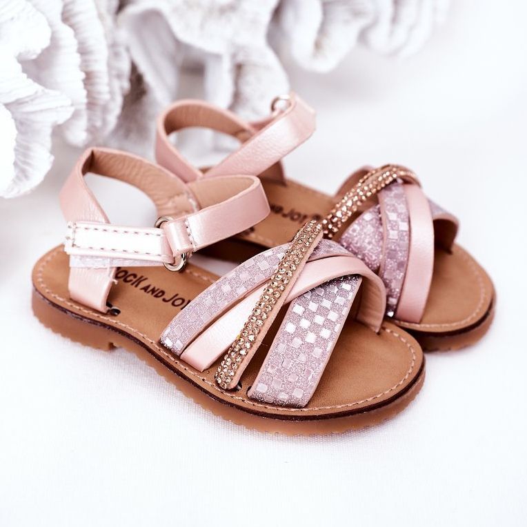 FR1 Sandalen für Kinder mit Pailletten Pink Becky rosa 1