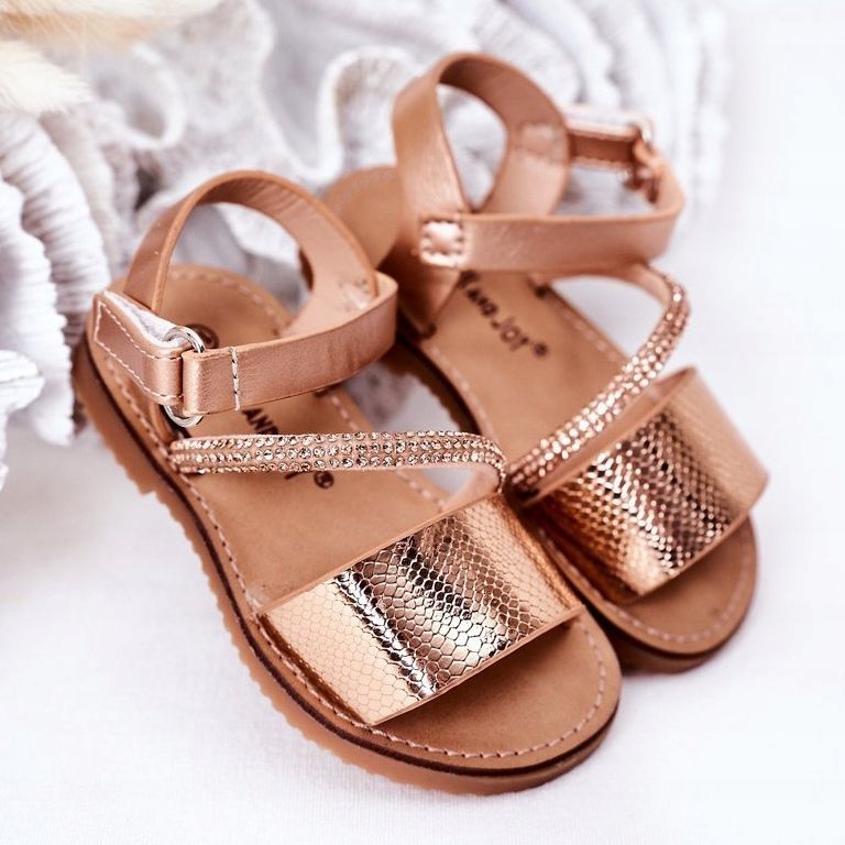 FR1 Kindersandalen mit Pailletten Roségold Blake golden 1