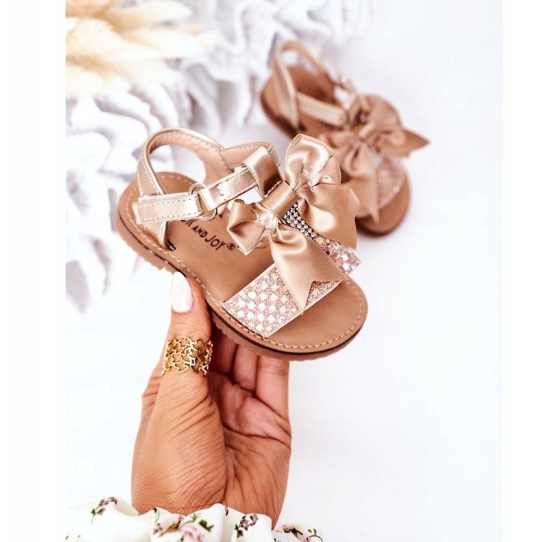 FR1 Kindersandalen mit Schleife Golden Beebee 2