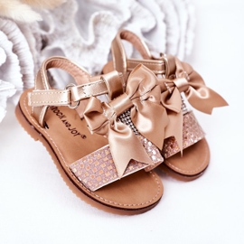 FR1 Kindersandalen mit Schleife Golden Beebee 1