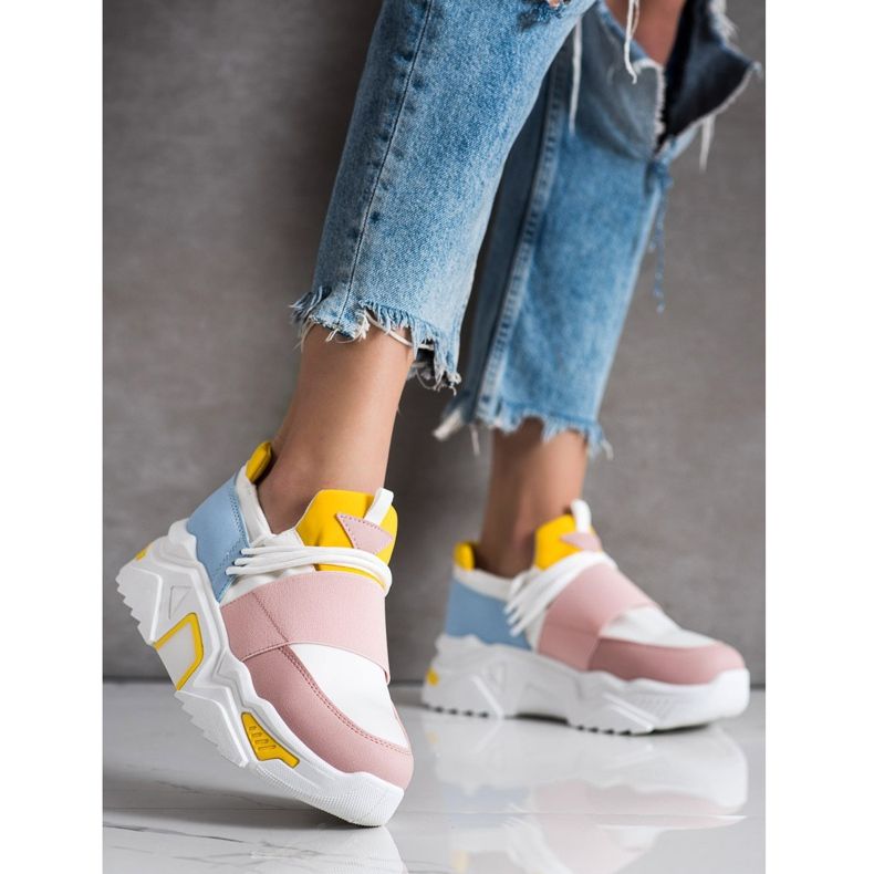 SHELOVET Bunte Sneaker auf der Plattform weiß mehrfarbig 2