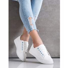 SHELOVET Durchbrochene Sneakers mit Öko-Leder weiß 2