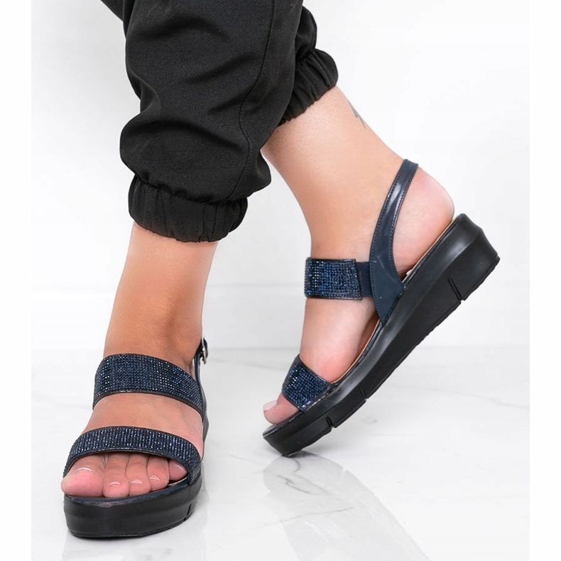 Marineblaue Keilsandaletten Sweet Rasp 1