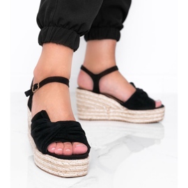 Schwarze Espadrilles auf dem Keil Minh 1