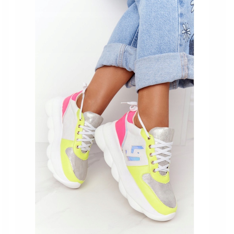 Damen Sportschuhe auf der Plattform lu boo weiß mehrfarbig 2