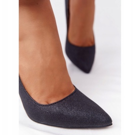 Elegante Glitzer Lu Boo Schwarz High Heels 1