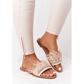 Hausschuhe mit Federn Lu Boo Beige 2