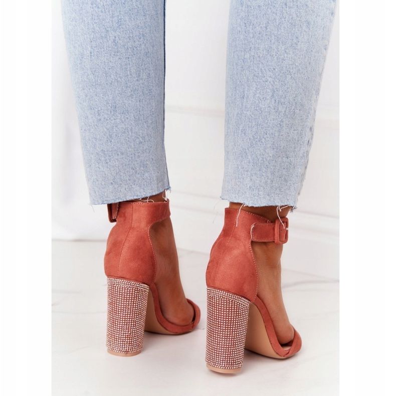 Sandalen auf einer Bar mit Cubic Zirkonia Lu Boo Ceglaste rot mehrfarbig 1