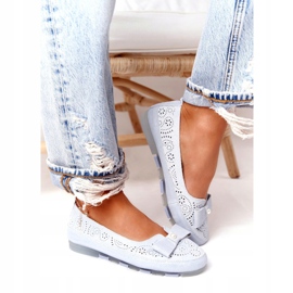 Rio Flore umweltfreundliche blaue Ballerinas aus Leder silber- 4