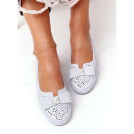 Rio Flore umweltfreundliche blaue Ballerinas aus Leder silber- 3