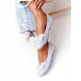 Rio Flore umweltfreundliche blaue Ballerinas aus Leder silber- 2